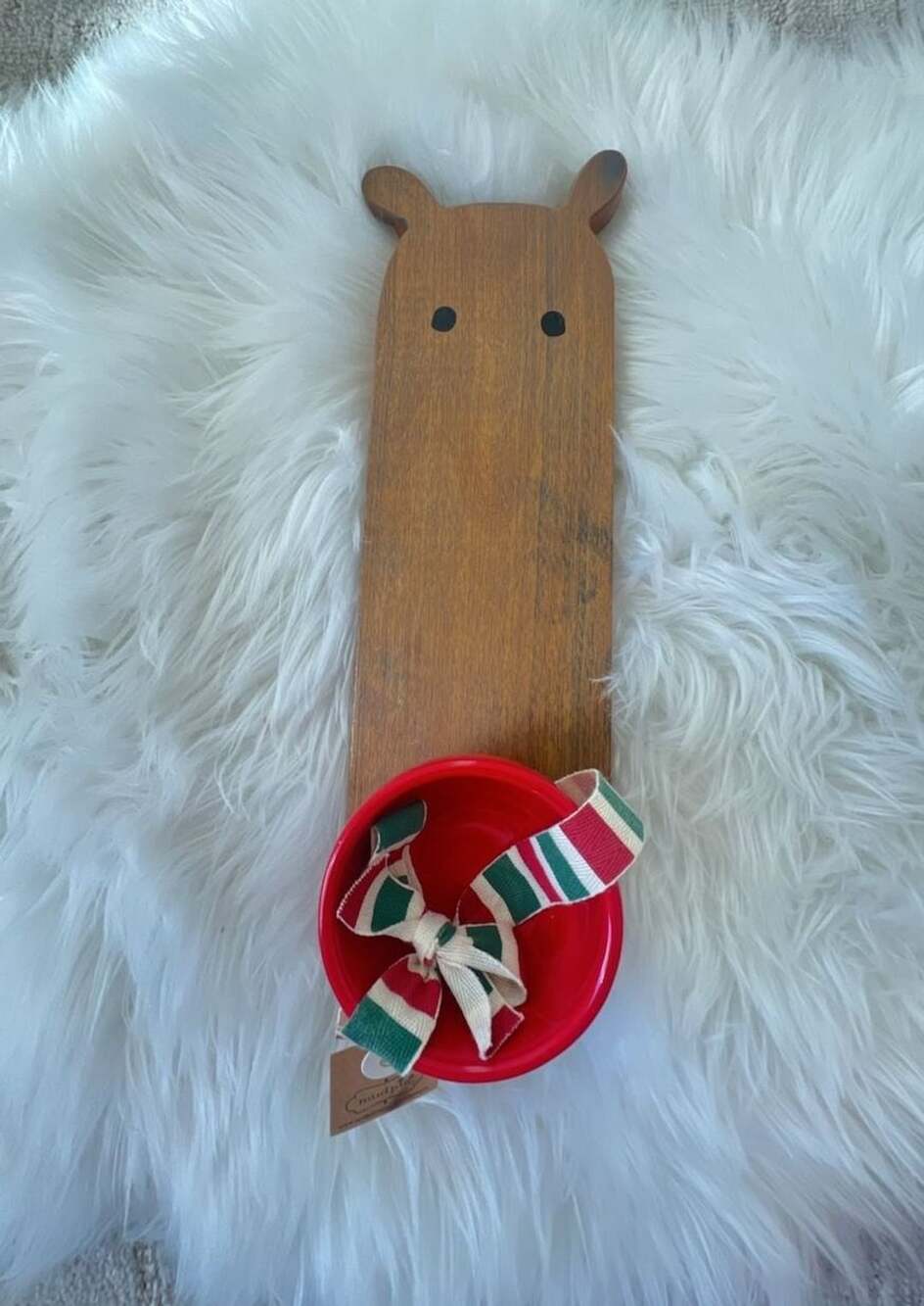 Mud Pie Farm Wood Ceramic Tea Cup Set Red Green Striped
